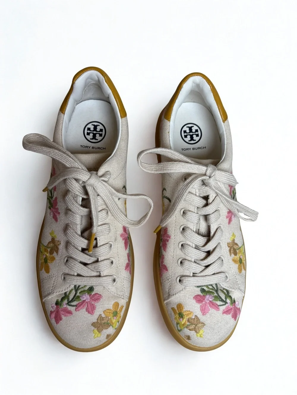 Tory Burch Floral Embroidered Canvas Sneakers